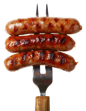 PNG Grilled sausages on a fork