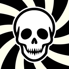 white skull with a white and black background