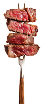 PNG Juicy grilled steak on fork