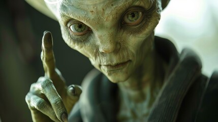 Obraz premium Mysterious alien greets humans on camera, Close Encounters of the Third Kind