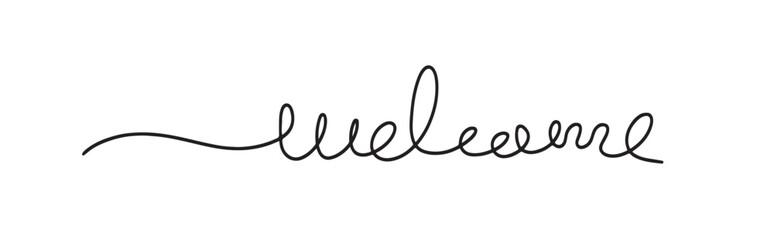 One line continuous word welcome.Welcome calligraphy lettering