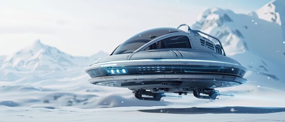 Obraz premium AIdriven hovercrafts glide along invisible ley lines