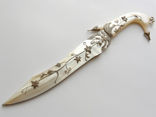 Ornate Pearl Inlaid Dagger. Generative AI Illustration.