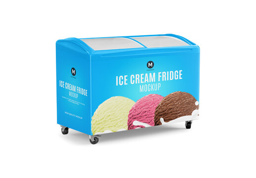 Ice Cream Display Fridge Mockup