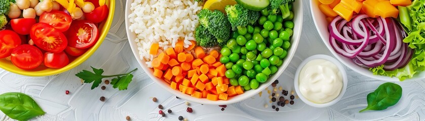Protein-rich vegetable meals, nutritious diet, balanced eating