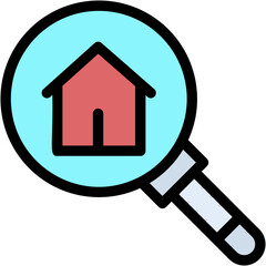 Vector Icon Search, Property, Loupe, Real Estate, House, Home