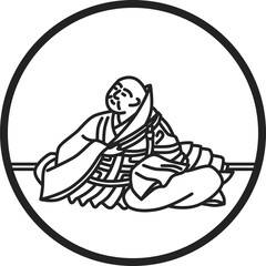 線画円形シンプル百人一首　前大僧正慈円