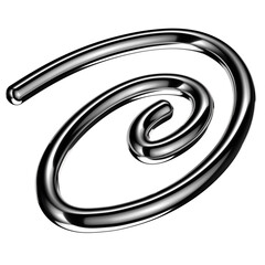 Metallic squiggle shape isolated. Futuristic wriggling metal line design element, abstract silver object 3d rendering