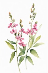 Obraz premium Minimalist Watercolor Pink Wildflowers