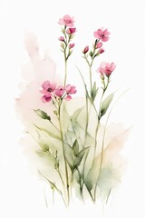 Minimalist Watercolor Pink Wildflowers