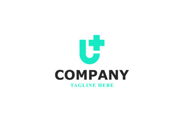 letter u plus medical or hospital logo