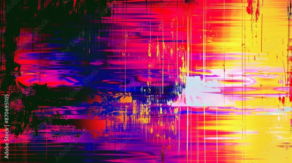 Poster background animation video static color noise glitch error video damage bad interference and no sign