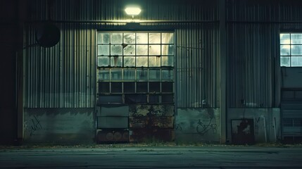 industrial facade juxtaposed against a modern city skyline, emphasizing the evolution of architecture and urban development