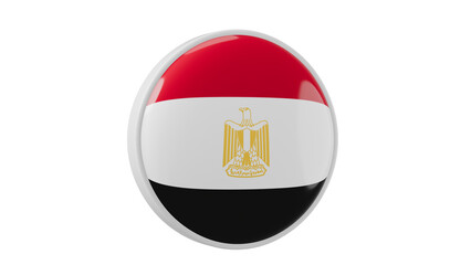 Egypt, egyptian Circle flag icon . Transparent backgound. 3d rendered with alpha channel. Round shape. 	