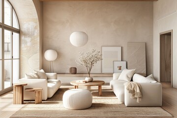 Discover the perfect balance of Japanese and Scandinavian aesthetics in Japandi minimalism, showcased in a modern living room with an arch window.