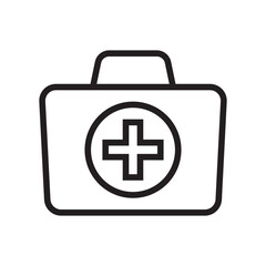 First aid box icon, medical briefcase icon.