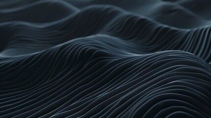 The dark, undulating patterns of waves evoke a sense of movement, blending various shades of blue in a harmonious illustration