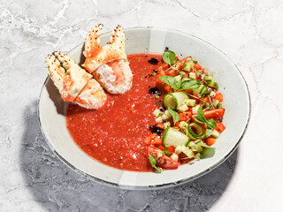 gazpacho tomato soup with crab