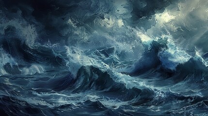 Stormy seas rage with fierce intensity, reminding us of water's untamed power.