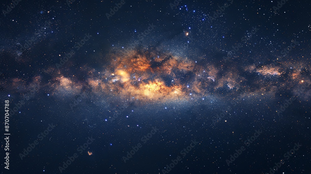 Wall mural a stunning depiction of the milky way galaxy with a nebula in the foreground