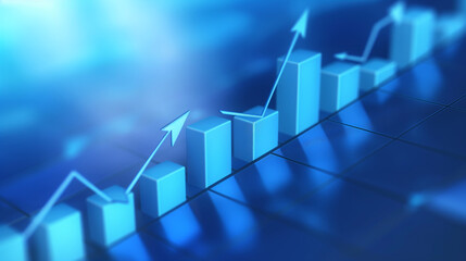 Close-up graph on blue background