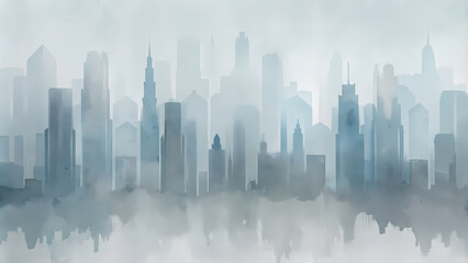 Fototapeta premium Cityscape in Mist - Abstract Urban Skyline