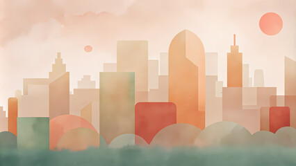 Cityscape in Mist - Abstract Urban Skyline