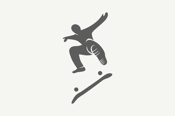 Illustration vector graphic of skateboarding silhouette. Good for logo or symbol