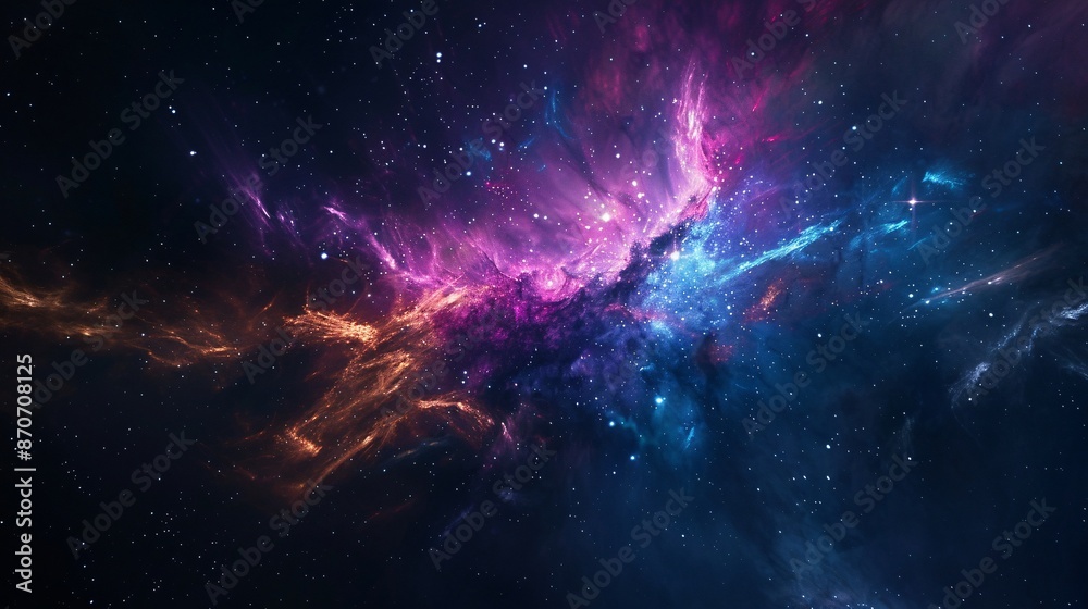 Sticker a visually striking view of the universe with a colorful nebula and distant stars