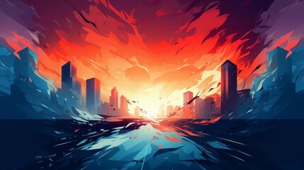 Fototapeta premium sharp angles flat design front view intense conflict animation Complementary Color Scheme