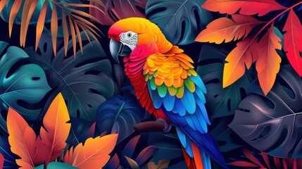 Fototapeta premium Vibrant Macaw in Tropical Paradise
