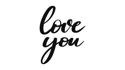 Love you brush calligraphy, Handwritten ink lettering. Hand drawn design elements,Vector typography quote isolated on white background ,Vector illustration EPS 10