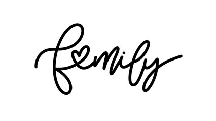 Family brush calligraphy, Handwritten ink lettering. Hand drawn design elements,Vector typography quote isolated on white background ,Vector illustration EPS 10