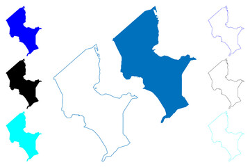 IJsselmeer lake (Kingdom of the Netherlands) map vector illustration, scribble sketch Lake IJssel map