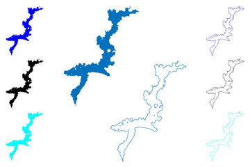 Lake Lough Derg (Republic of Ireland) map vector illustration, scribble sketch Lough Dergart or Loch Deirgeirt map