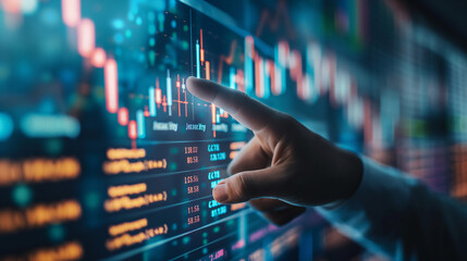 Person pointing at computer screen