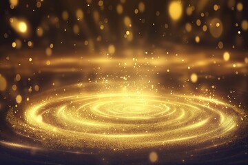 Obraz premium Golden Glittering Background with Sparkling Light and Magic Swirls