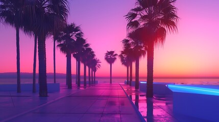 Neon Sunset on Palm Beach