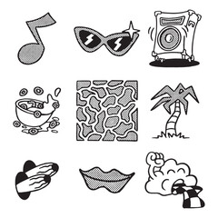 Set of illustration doodle icons, good for social media content, print base application and merchandise.