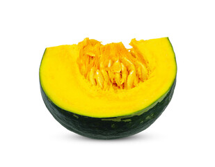 sliced pumpkin isolated on white background.