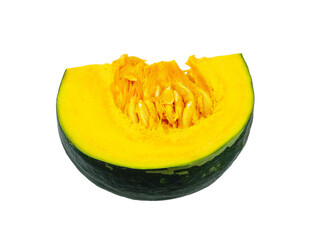 sliced pumpkin isolated on white background.