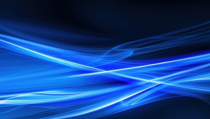 Obraz premium Abstract Blue Glowing Light Waves on a Dark Background