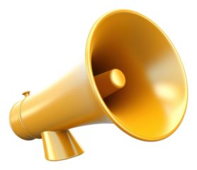 PNG Megaphone gold horn white background.