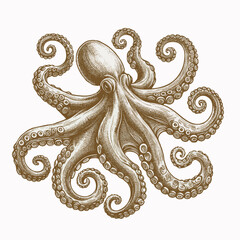 vector octopus vintage engraving style
