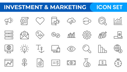 SEO and promotion line icons collection. Big UI icon set. Thin outline pack. set of marketing icons, SEO, website, social media, sales online advertising. Solid vector symbol illustration.