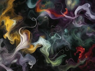 Obraz premium Colorful Abstract Cloud with Musical Notes on Black Background