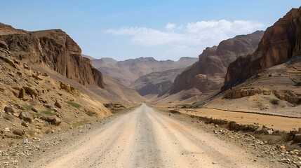 Naklejka premium Desert Road Through a Mountain Pass