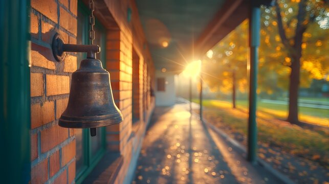 school bell ringing, signaling the start of a new day filled with learning and discovery.