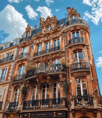 Naklejka premium Ornate Facade of a Building in Paris