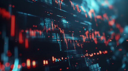 Computer screen closeup with red and blue lights